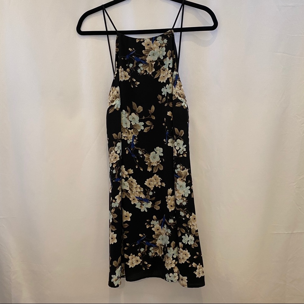 Bacio Halter Floral Mini Dress with Zip Back
